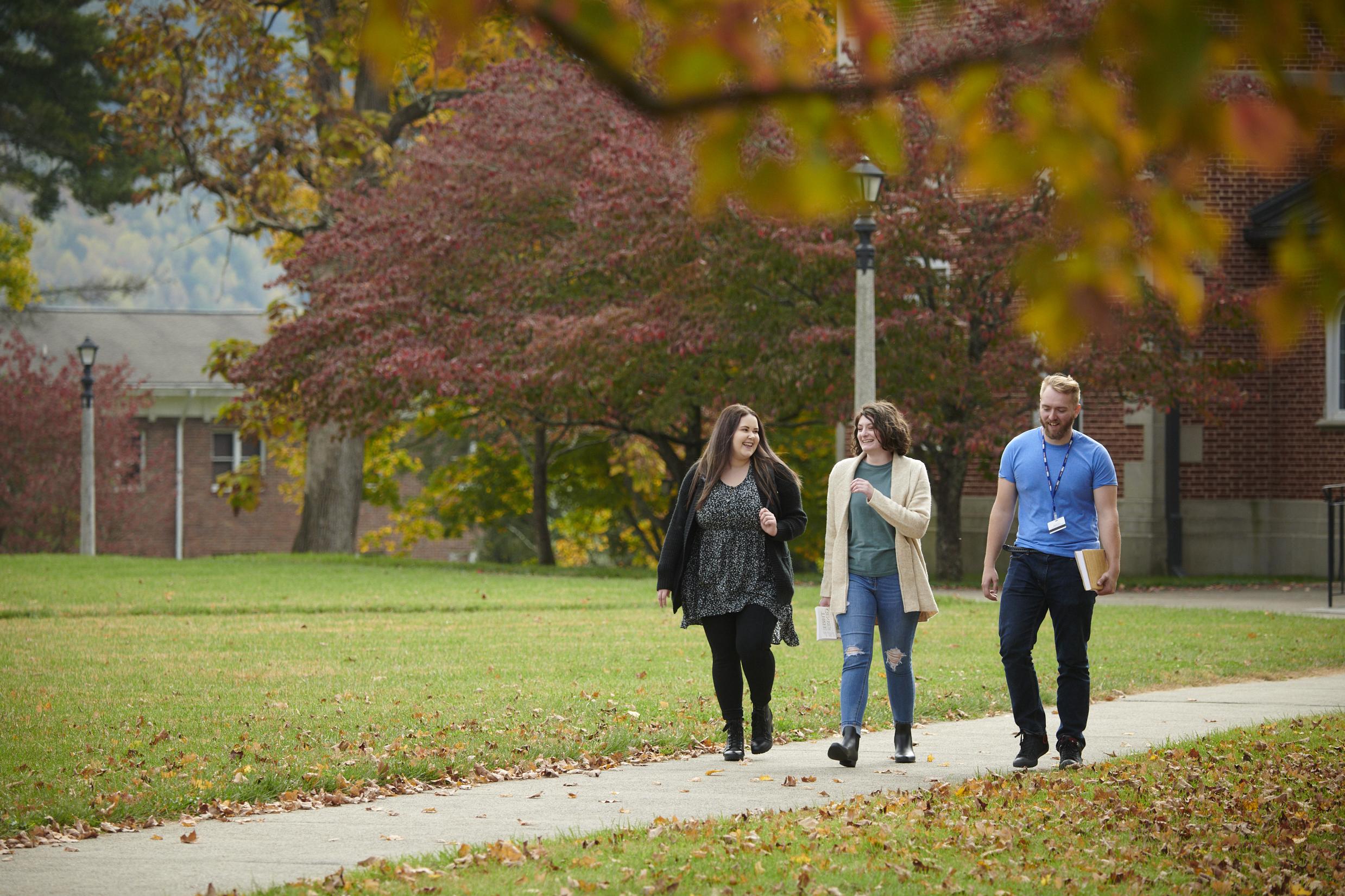 Students walking in front of academic building